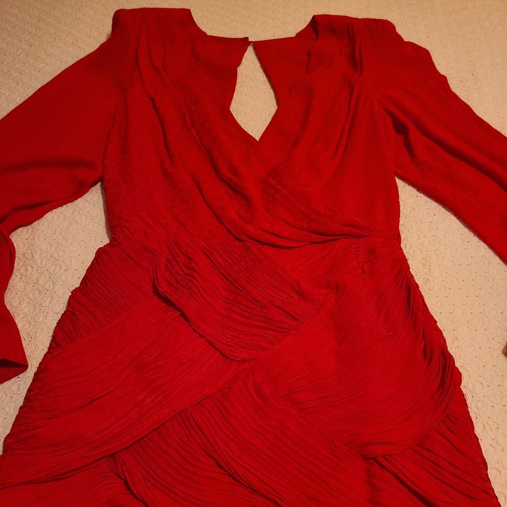 Free People Sexy, Red, Backless, Silk Textured Mini Dress